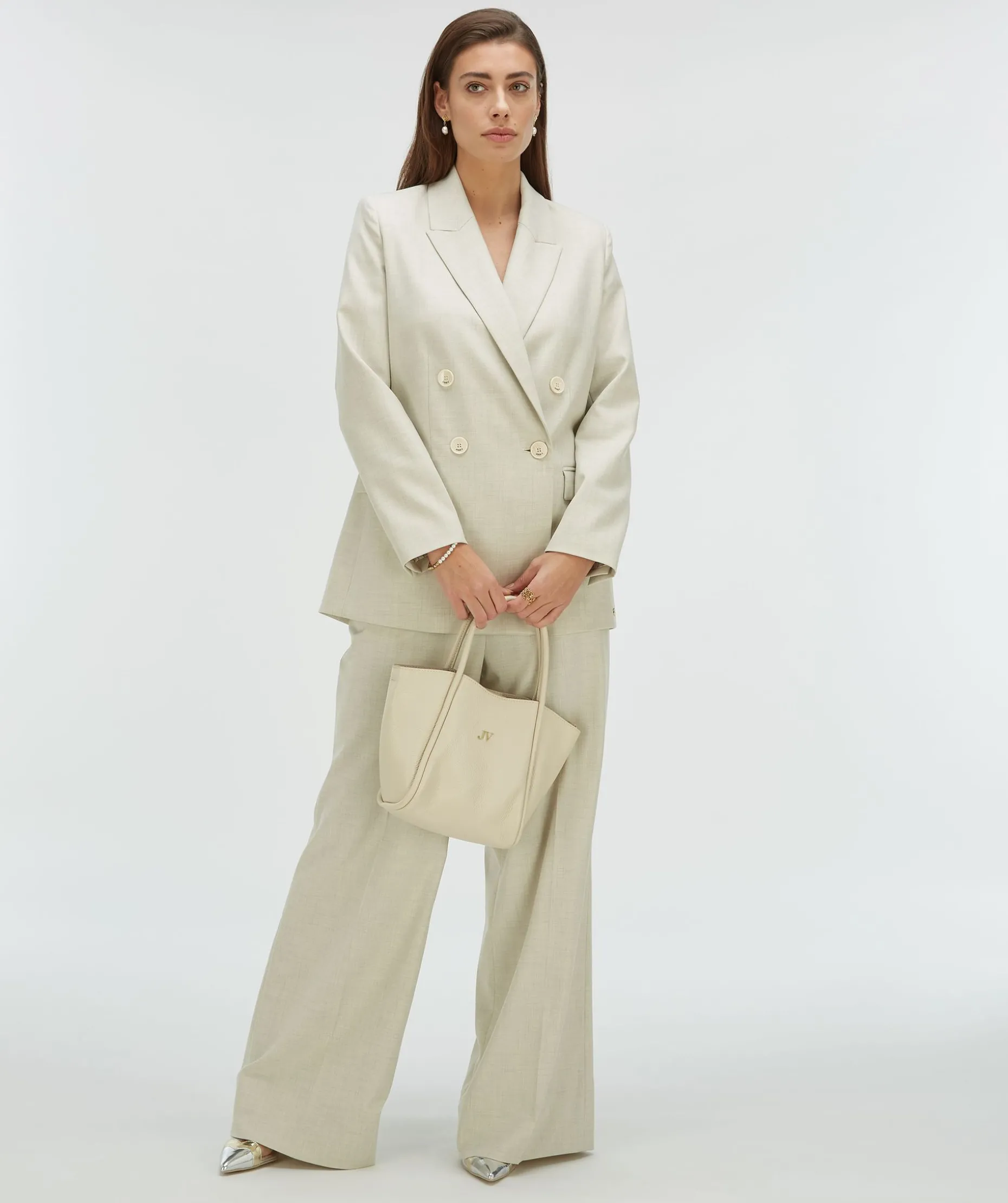KYRIE wide leg pantalon - salt melange