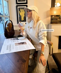 LENTHE regular fit sweater met logo - salt melange