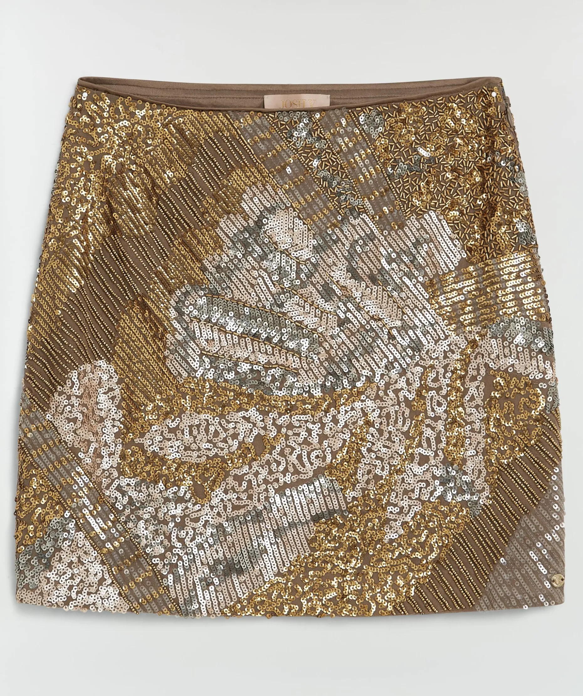 LIEKE high waisted mini rok met pailletten en kralen - mink