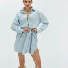 LINE oversized jurk met sierstenen - sky blue