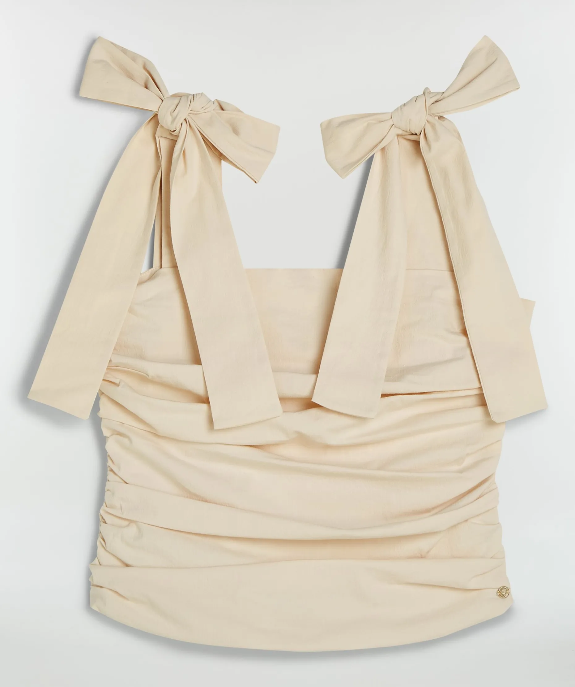 LIVY fitted top met strikbandjes - ecru