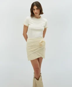 LIYANNA high waist fitted rok - ecru