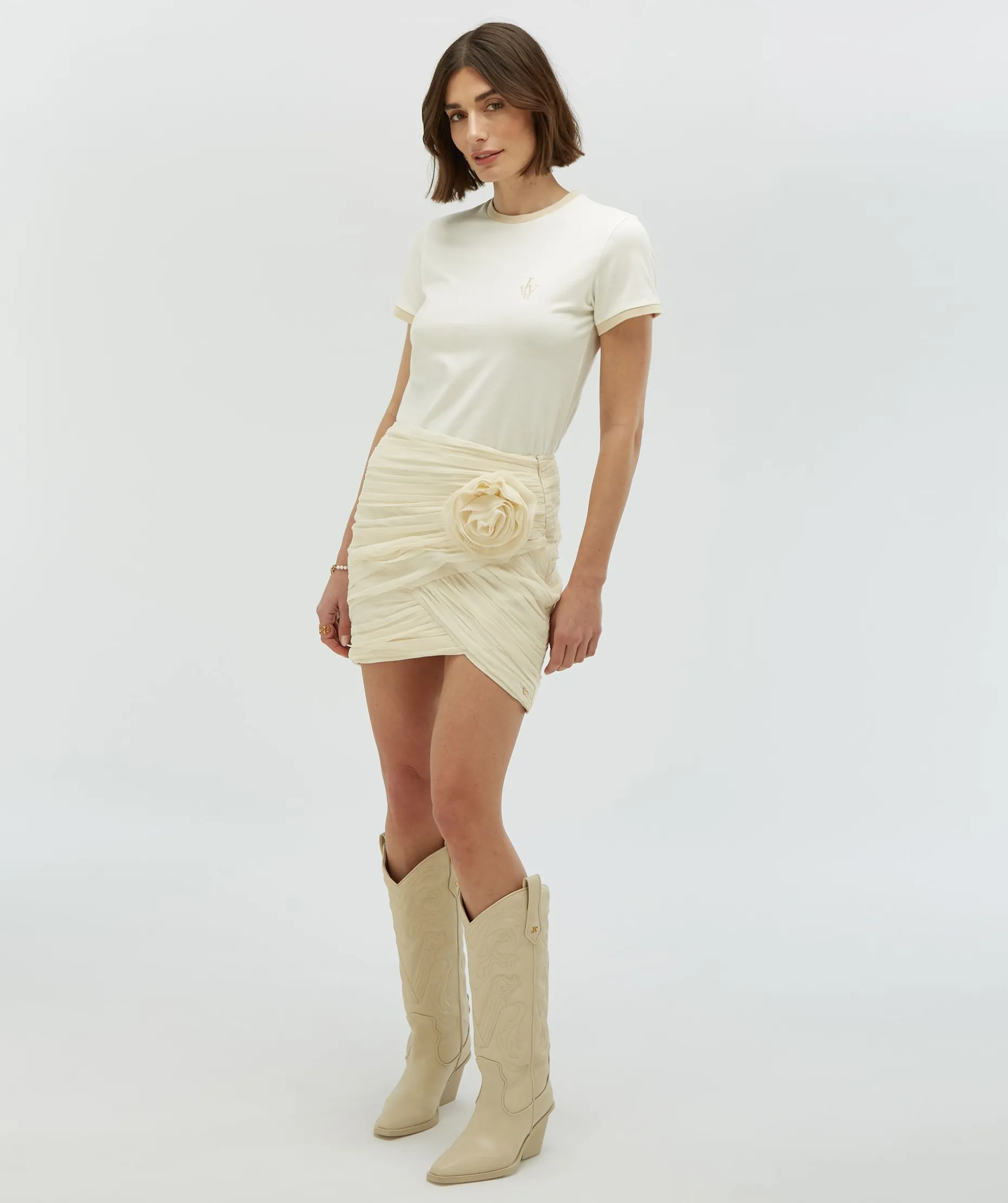 LIYANNA high waist fitted rok - ecru