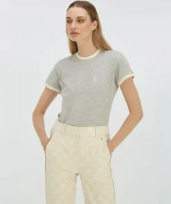 LOREN fitted T-shirt met logo - grey melange