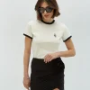 LOREN fitted T-shirt met logo - off white black