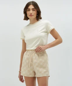 LOREN fitted T-shirt met logo - off white