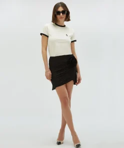LOREN fitted T-shirt met logo - off white black