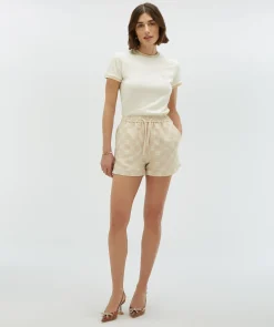 LOREN fitted T-shirt met logo - off white