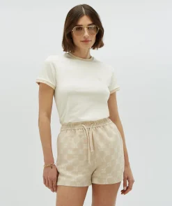 LOREN fitted T-shirt met logo - off white
