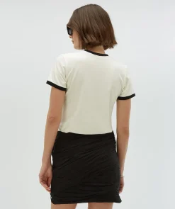 LOREN fitted T-shirt met logo - off white black