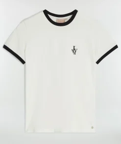LOREN fitted T-shirt met logo - off white black