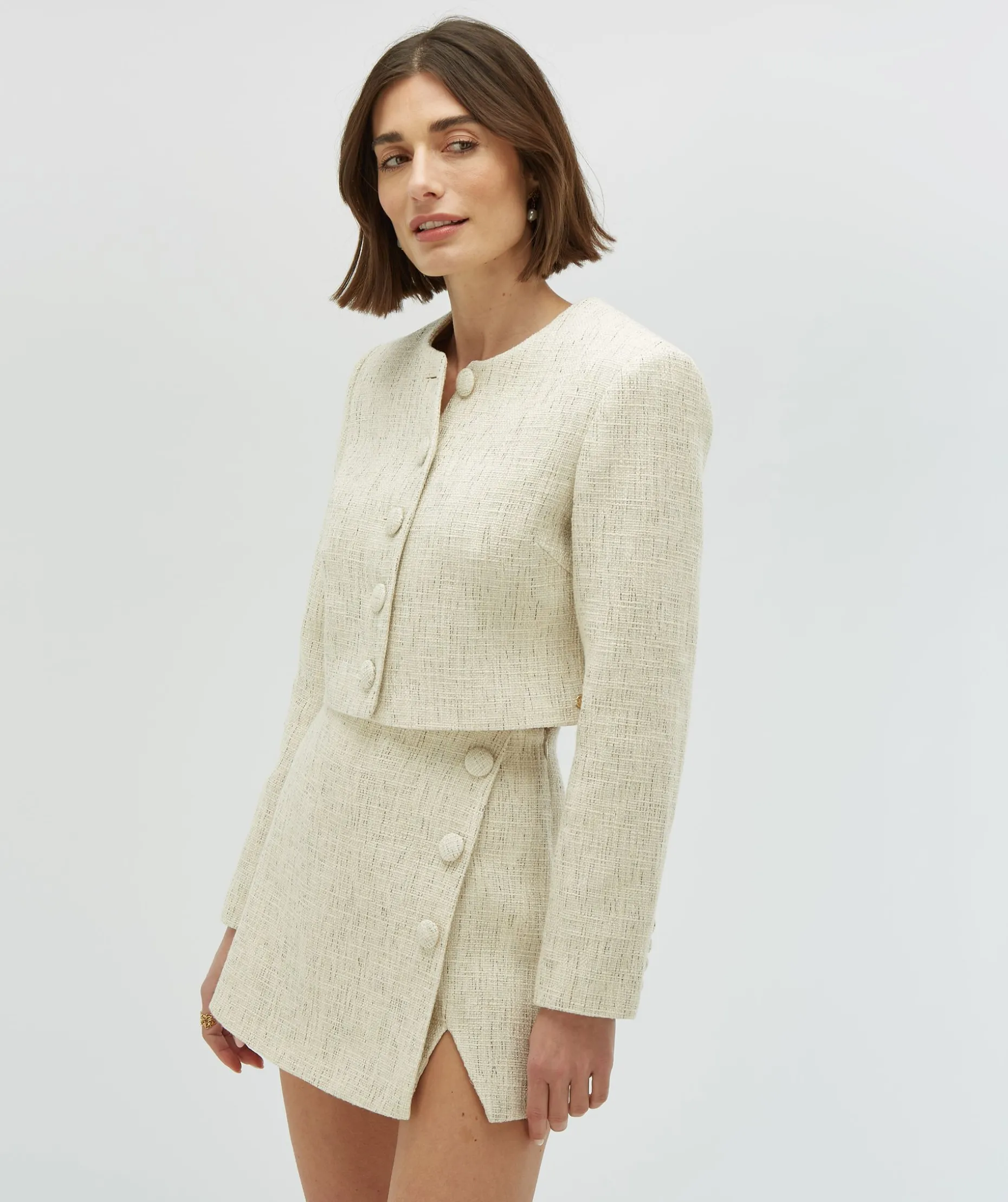 LOTTI bouclé skort met lurex - light ecru
