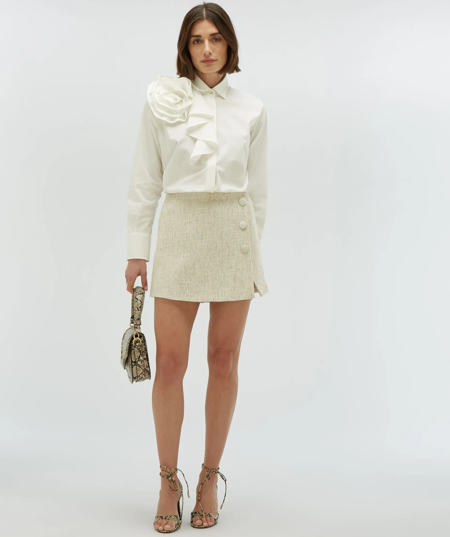 LOTTI bouclé skort met lurex - light ecru