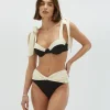 LOTUS high waist bikinibroekje - black creme white