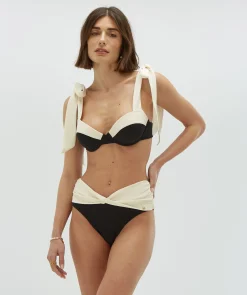 LOTUS high waist bikinibroekje - black creme white