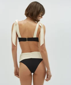 LOTUS high waist bikinibroekje - black creme white