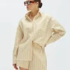 LOVA oversized blouse met strepen - light ecru