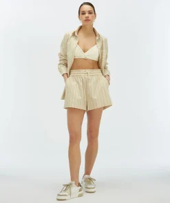 LOVA oversized blouse met strepen - light ecru