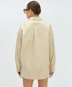 LOVA oversized blouse met strepen - light ecru