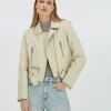 LUA regular fit jacket van leer - light ecru