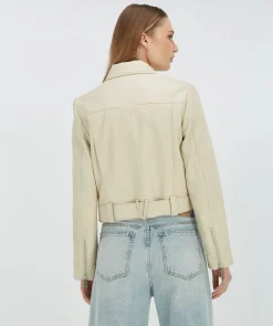 LUA regular fit jacket van leer - light ecru