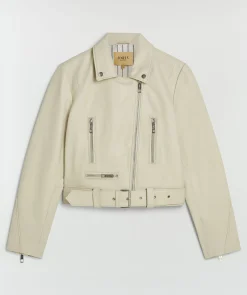 LUA regular fit jacket van leer - light ecru