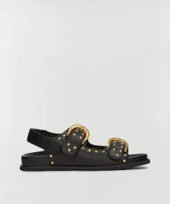 MAARTJE sandalen van leer - black
