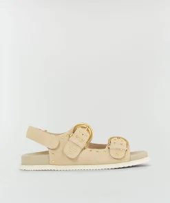 MAARTJE sandalen van leer - beige