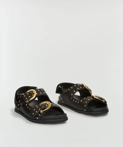 MAARTJE sandalen van leer - black