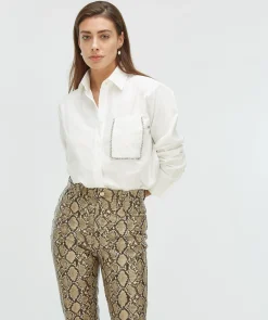 MEGGY relaxed fit blouse met sierstenen - off white