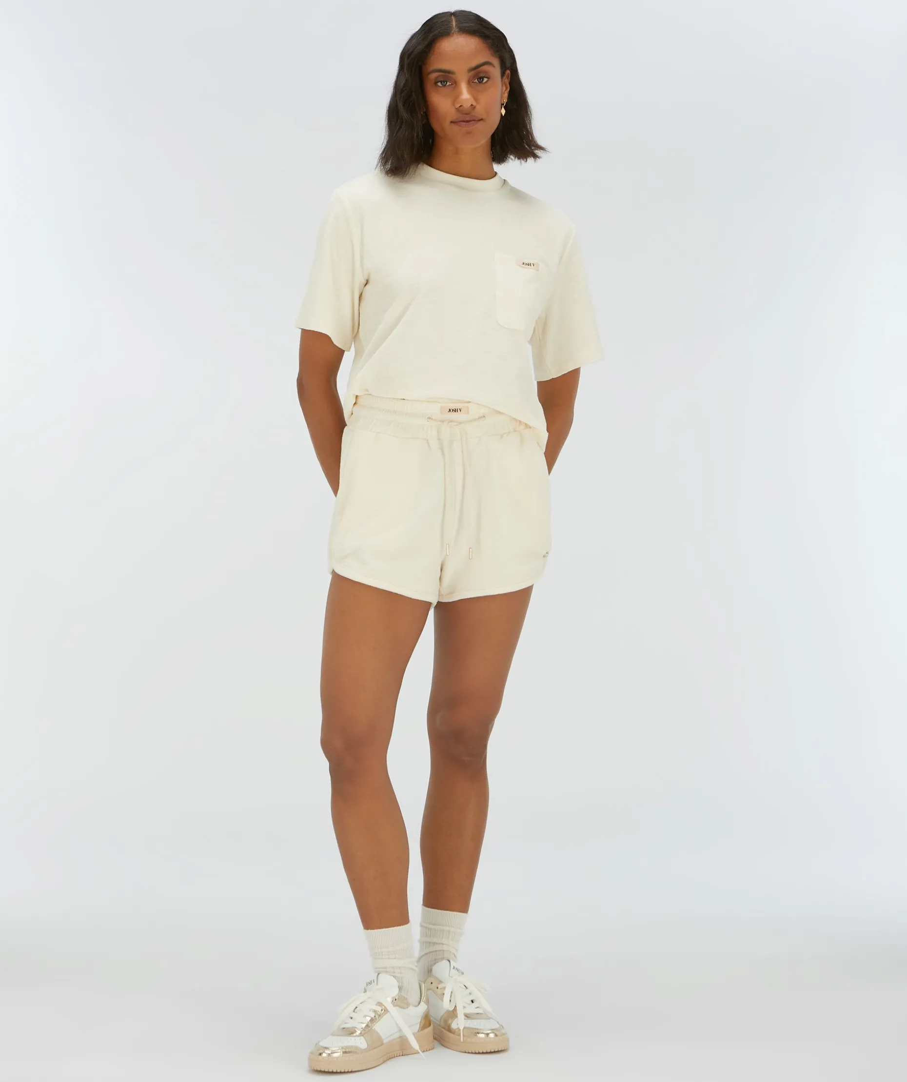 MIAH regular fit shorts van badstof - creme white