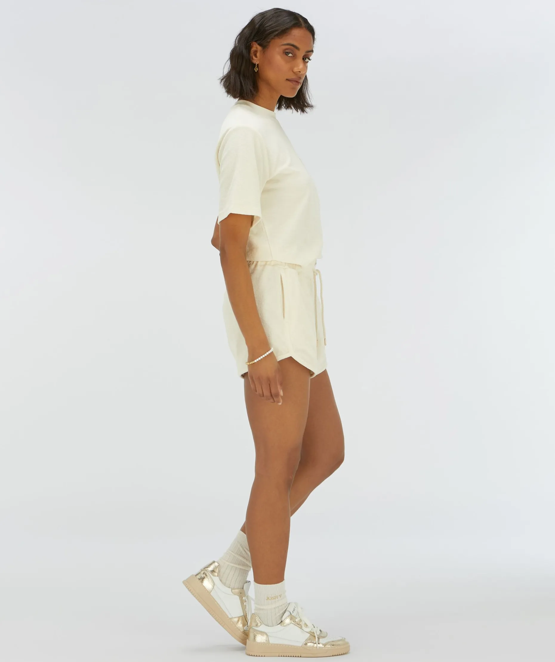 MIAH regular fit shorts van badstof - creme white