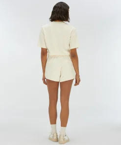 MIAH regular fit shorts van badstof - creme white