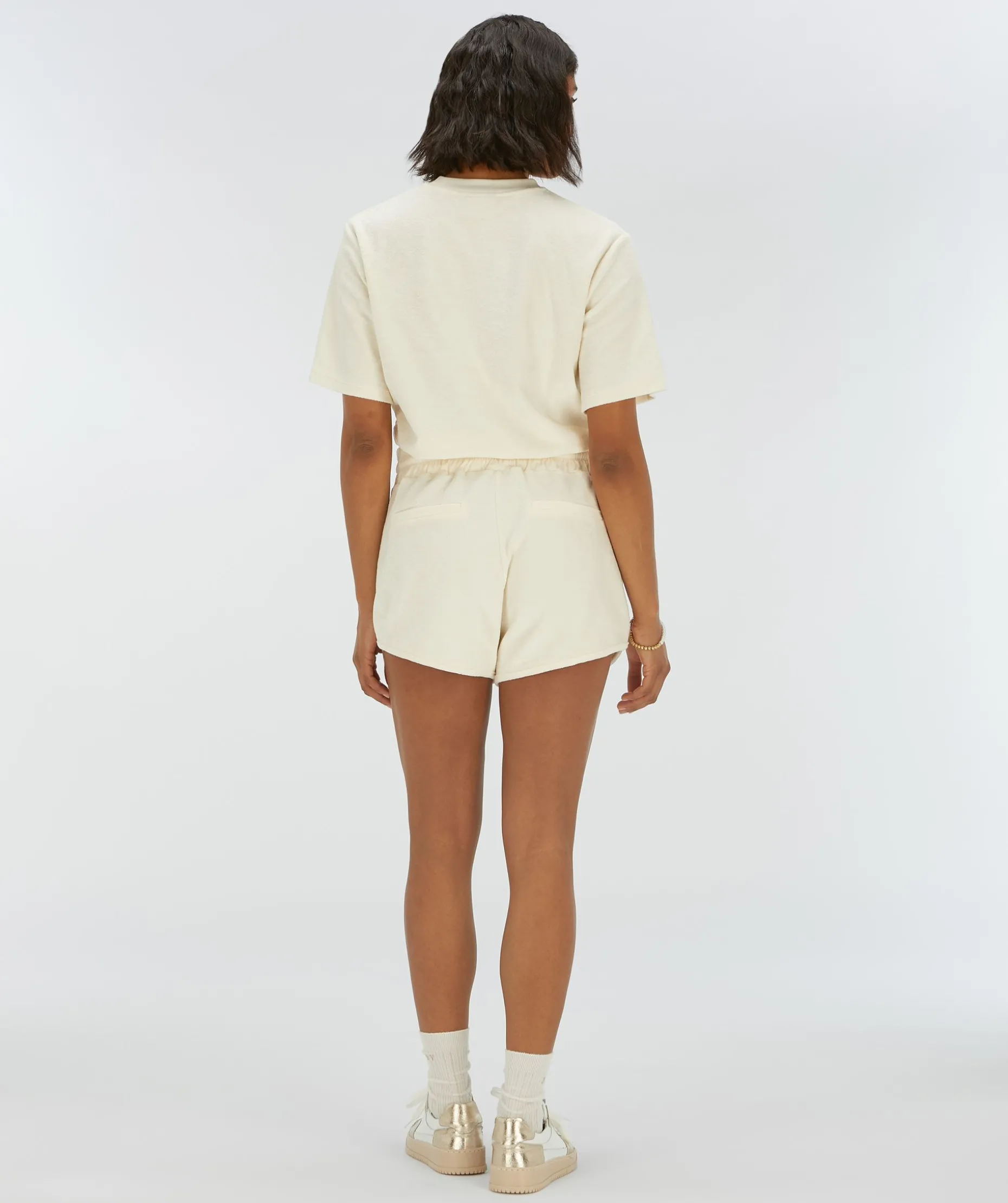 MIAH regular fit shorts van badstof - creme white