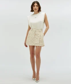 NENA minirok met logoprint - ecru