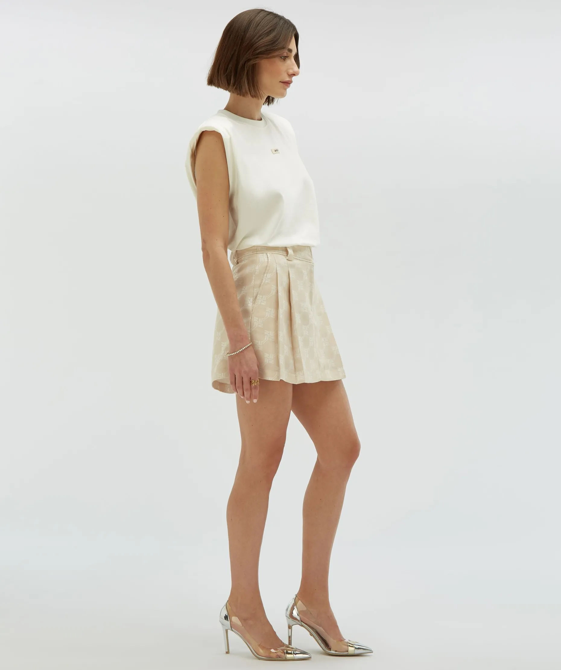 NENA minirok met logoprint - ecru