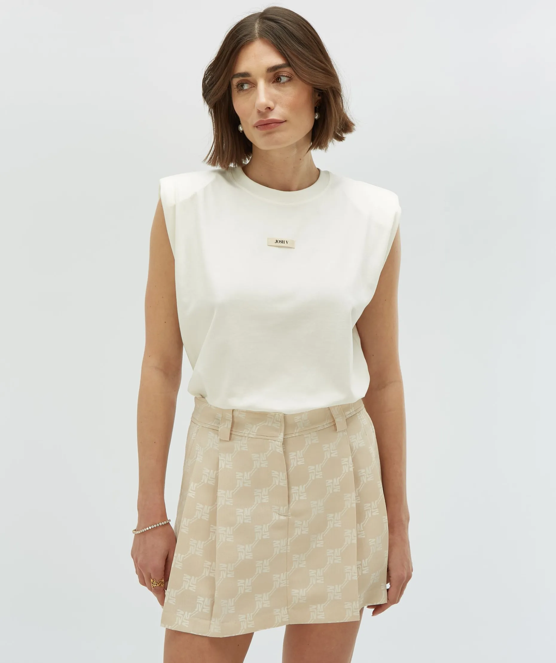 NENA minirok met logoprint - ecru
