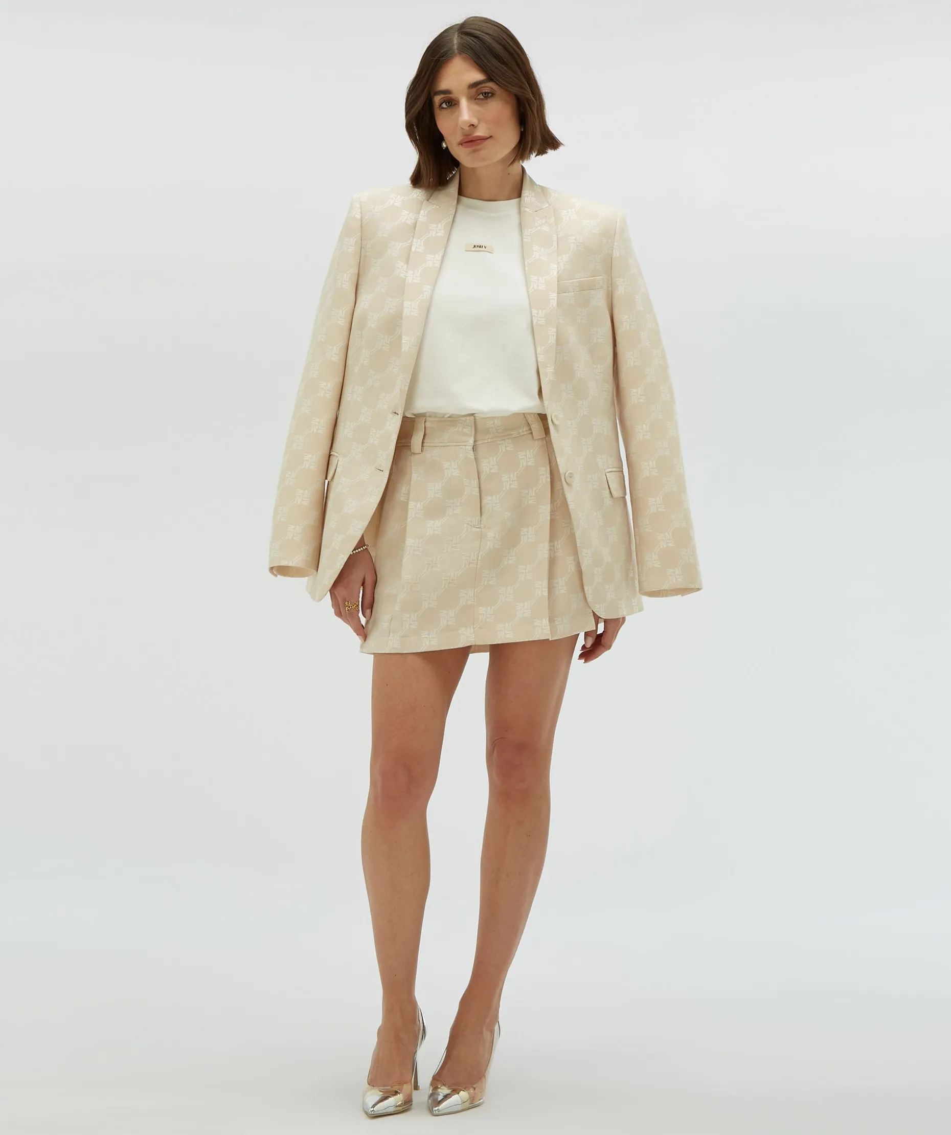 NENA minirok met logoprint - ecru