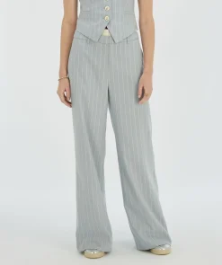 NINA high rise wide leg pantalon met krijtstreep - sky blue