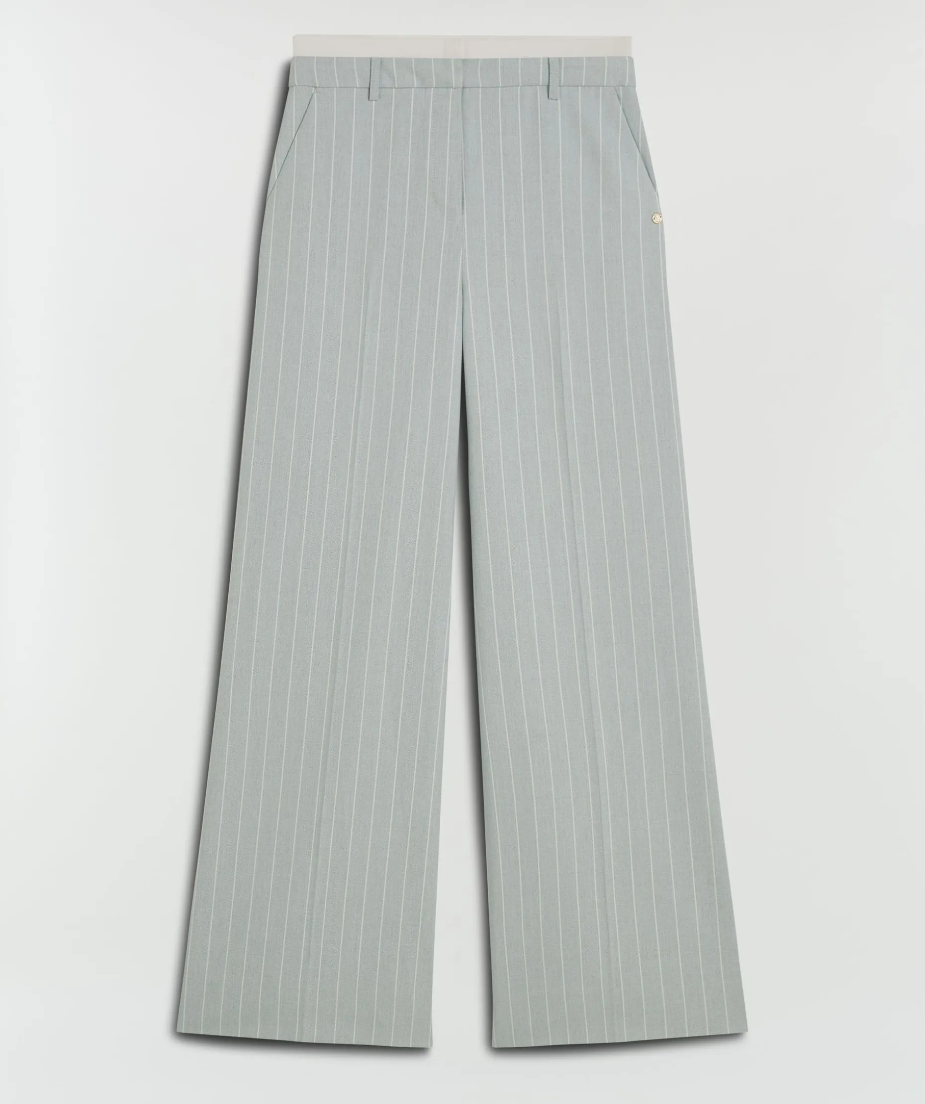 NINA high rise wide leg pantalon met krijtstreep - sky blue