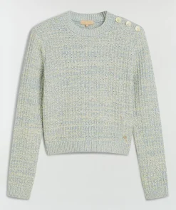 NOLLIE fitted trui met schoudervulling - sky blue glitter