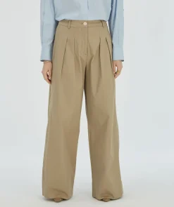 OLIVIA high rise wide leg pantalon - light mink
