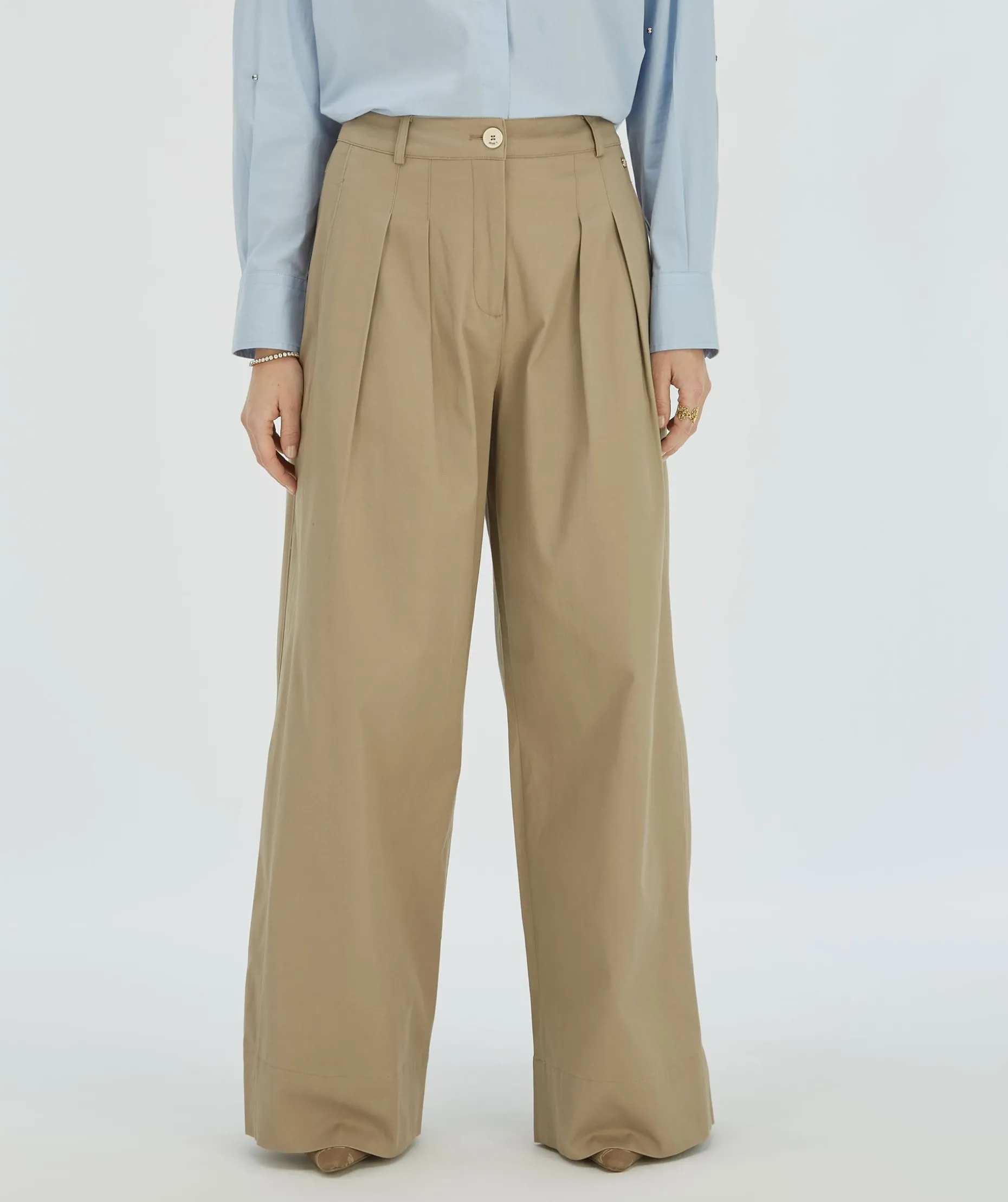 OLIVIA high rise wide leg pantalon - light mink