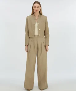 OLIVIA high rise wide leg pantalon - light mink