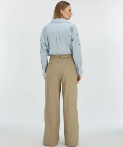 OLIVIA high rise wide leg pantalon - light mink