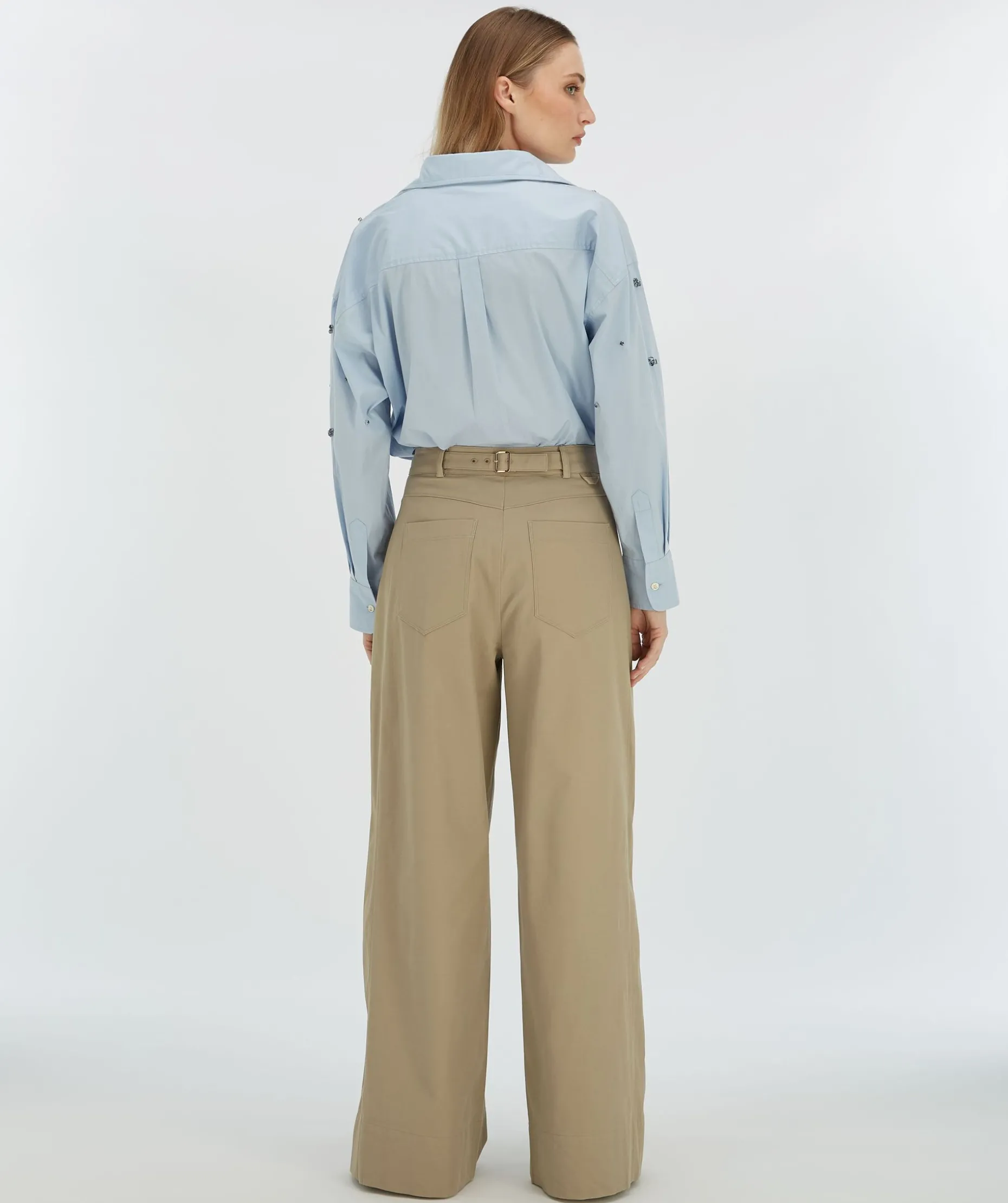 OLIVIA high rise wide leg pantalon - light mink