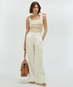 OLIVIA high waist wide leg pantalon - off white