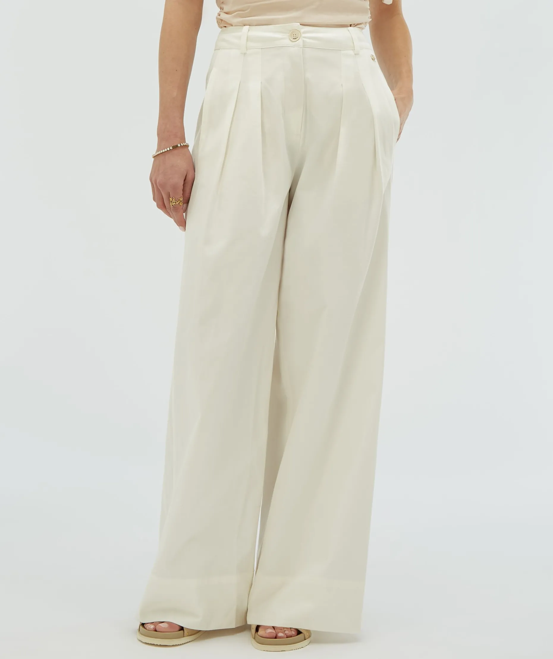 OLIVIA high waist wide leg pantalon - off white