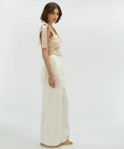 OLIVIA high waist wide leg pantalon - off white