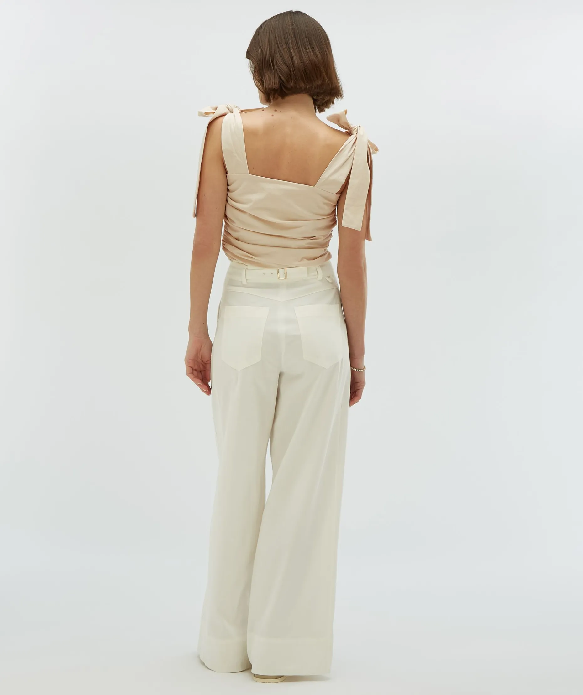 OLIVIA high waist wide leg pantalon - off white